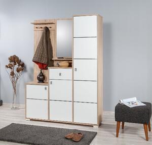 Favi Cuier cu pantofar kardelen-200, din pal melaminat, alb/stejar, 135x38x Ofertă