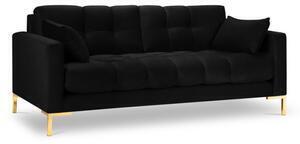 Favi Canapea 2 locuri mamaia cu tapiterie din catifea, picioare din metal auriu, negru Ofertă