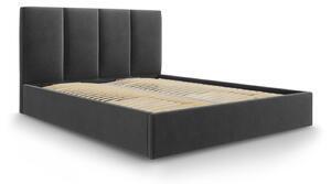 Favi Pat pyla gri inchis cu tapiterie din catifea si lada depozitare 140x200 Ofertă