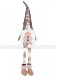 Favi Decoratiune craciun, pitic cu picioare lungi, dungi argintiu si gri, 17x12x59 cm Ofertă