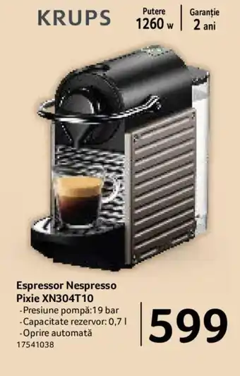 Selgros Krups espressor nespresso pixie xn304t10 Ofertă