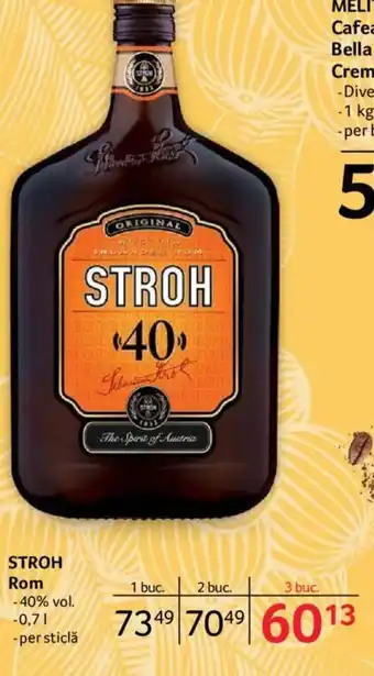 Selgros STROH Rom -40% vol. -0,70 Ofertă