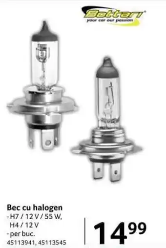 Bottari Bec cu halogen H7 / 12 V / 55 W, H4 / 12 V, per buc.