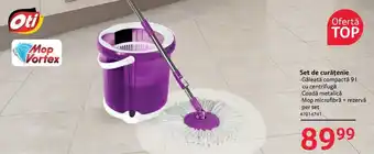 Selgros Oti Set de curățenie Găleată compactă 9L cu centrifugă, Coadă metalică, Mop microfibră + rezervă per set Ofertă