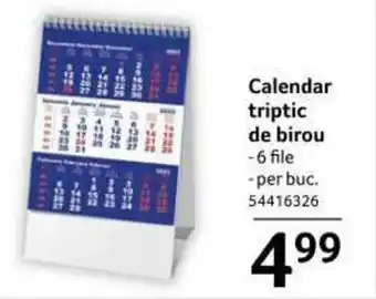 Calendar triptic de birou 6 file per buc