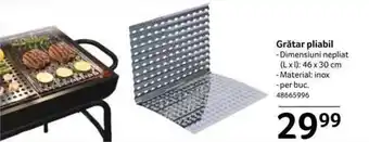 Selgros Grătar pliabil Dimensiuni nepliat (L x l): 46 x 30 cm, Material: inox, per buc Ofertă