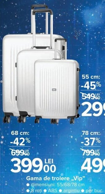Carrefour Gama de trolere Vip 8 roti per buc 55 cm Ofertă