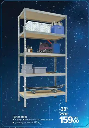 Carrefour Raft metalic 5 polițe, dimensiuni: 180 x 92 x 46 cm Ofertă