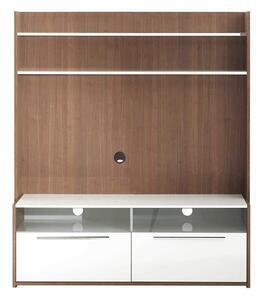 Favi Comoda tv adore flat line, 2 sertare cu sticla temparata, nuc/alb, 134x150x40 cm Ofertă