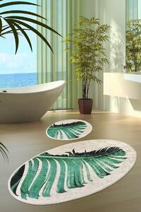 Favi Set 2 covorase baie floret, 50x60/60x100 cm, forma ovala, material cat Ofertă