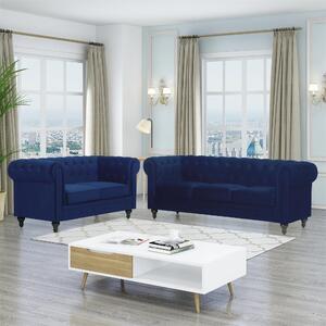 Favi Set 3+2 catifea chester dark blue eveline Ofertă