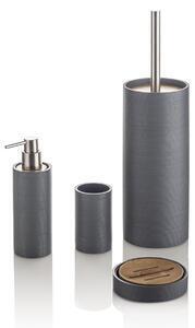 Favi Set 4 accesorii baie fox, rasina otel bambus, gri, 9.2x9.2x23.7 cm Ofertă