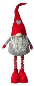 Favi Decoratiune craciun, pitic cu barba, rosu si inima gri, picioare telescopice, 90/130 cm Ofertă