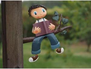 Favi Figurina metal metal reading boy sitting on perch hanger, 40x9x39 cm Ofertă