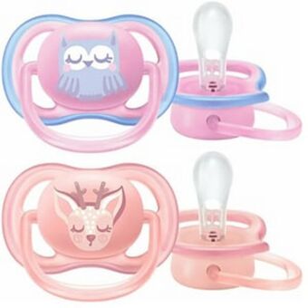 Suzeta philips avent ultra air scf085/02, 0 luni+, 2 buc, roz-portocaliu