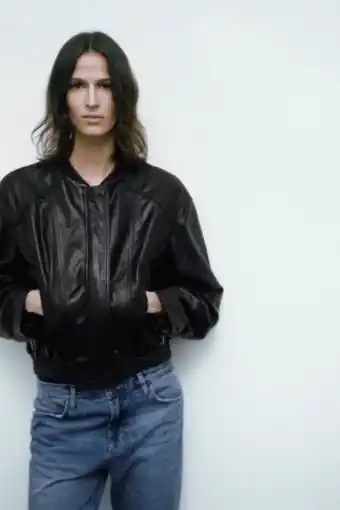 Zara Geacă aviator din piele limited edition Ofertă