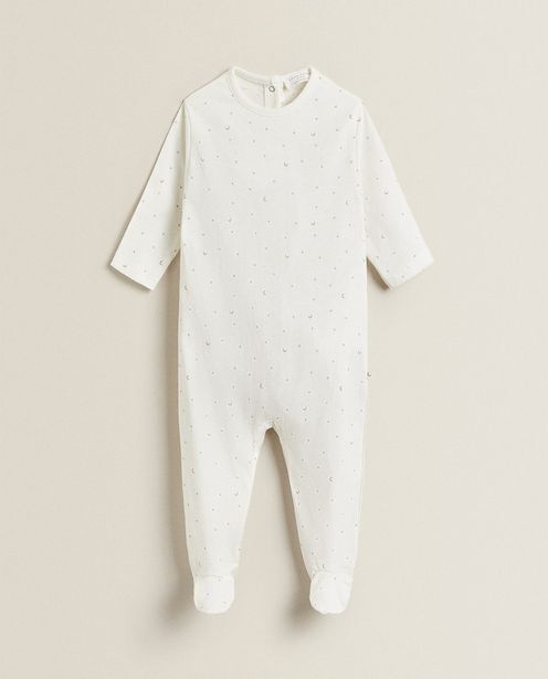 Zara Home Salopetă bebeluși din bumbac jersey cu luni și stele Ofertă