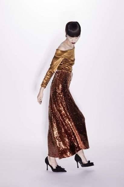 Zara Sequinned midi skirt Ofertă