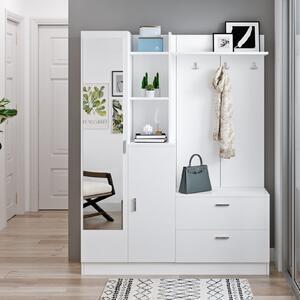 Set mobilier hol dd5 - w, alb, pal melaminat, 140x182x37 cm