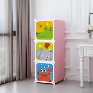 Favi Dulap modular copii, 3 compartimente, d4378, roz Ofertă