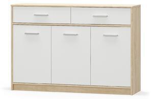 Favi Comoda cu 2 sertare si 3 usi tips stejar sonoma/alb, pal, 123x34x85 cm Ofertă