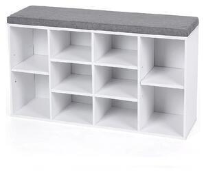 Favi Banca sezut si raft pantofi cu 10 compartimente, alb+gri Ofertă