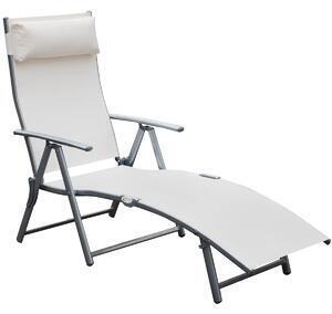 Favi Sezlong cu perna, pliabil, crem Ofertă