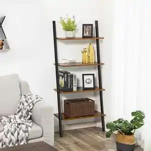 Favi Raft vintage cu 4 polite belle, maro rustic & negru, 150 x 64 x 35 cm Ofertă