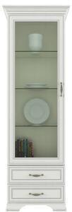 Favi Vitrina cu o usa tiffany alba, pal si mdf, 69x39,5x212 cm Ofertă