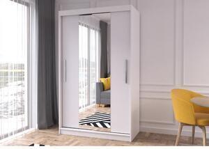 Favi Dulap neomi 01, usi glisante, oglinda, 6 rafturi, bara de haine, alb, 120x61x200 cm Ofertă