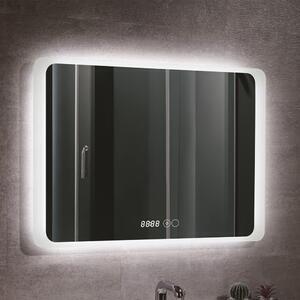 Favi Oglinda baie, sistem iluminare led, ip44, 100x70cm, d4221, dezaburire, touch, ceas Ofertă