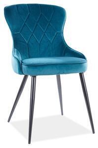 Favi Scaun tapitat cu stofa si picioare metalice, lester velvet turcoaz / negru, l52xa61xh91 cm Ofertă