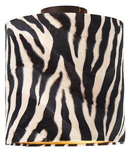 Favi Lampă de tavan abajur de catifea neagră mată cu design zebră 25 cm - combi Ofertă