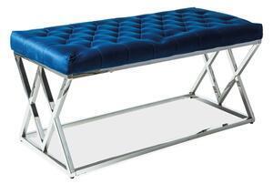 Favi Banca tapitata cu stofa si picioare metalice, elizee velvet albastru inchis / crom, l100xa46xh48 cm Ofertă