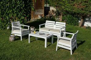 Favi Set de gradina 947bzg1501, din polipropilen si poliester, alb, 5 piese Ofertă