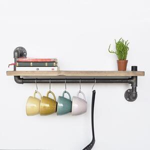 Favi Raft bucatarie boruraf008, lemn de molid/metal, 60x35x14 cm Ofertă