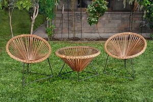 Favi Set de gradina vera, 3 piese, ratan si cadru din aluminiu, 186x53x86 c Ofertă