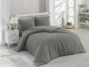 Favi Set lenjerie pat dublu dark grey, bumbac ranforce 100%, gri inchis, 20 Ofertă