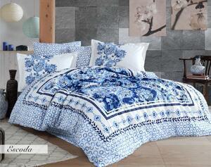 Favi Set lenjerie pat dublu escoda, bumbac poplin 100%, albastru, 200 x 220 Ofertă