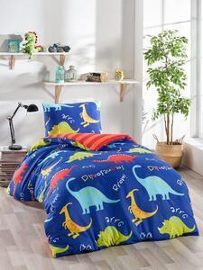 Favi Set lenjerie pat pentru copii dinozorus, bumbac/poliester, albastru/im Ofertă