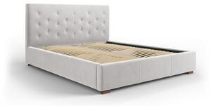 Favi Pat seri gri deschis cu tapiterie din catifea si lada depozitare 140x200 Ofertă