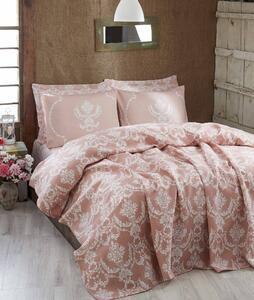 Favi Set lenjerie de pat dublu pure, bumbac/poliester, roz pudrat/alb, 200 Ofertă