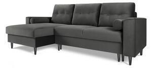 Favi Coltar extensibil 4 locuri leona, colt pe partea stanga cu tapiterie din catifea si picioare din metal negru, gri innchis Ofertă