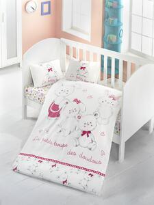 Favi Set lenjerie pat family, bumbac ranforce 100%, alb/rosu, 100 x 150 cm Ofertă