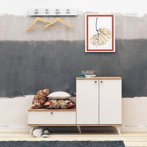 Favi Set hol cuier si pantofar evva, din pal melaminat, alb, 120x30x76 cm Ofertă