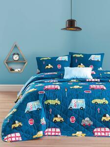 Favi Set lenjerie de pat dublu paula, bumbac ranforce 100%, albastru/imprim Ofertă