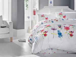 Favi Set lenjerie pat dublu stripe, bumbac ranforce 100%, alb/fucsia, 200 x Ofertă