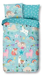 Favi Lenjerie de pat din bumbac pentru copii good morning rainbow. 120 x 150 cm, albastru Ofertă