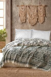 Favi Cuvertura pat dublu fil, bumbac 100%, verde/imprimeu elefanti, 220 x 2 Ofertă