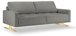 Favi Canapea 3 locuri creo cu tesatura structurala, picioare din metal auriu, gri inchis Ofertă
